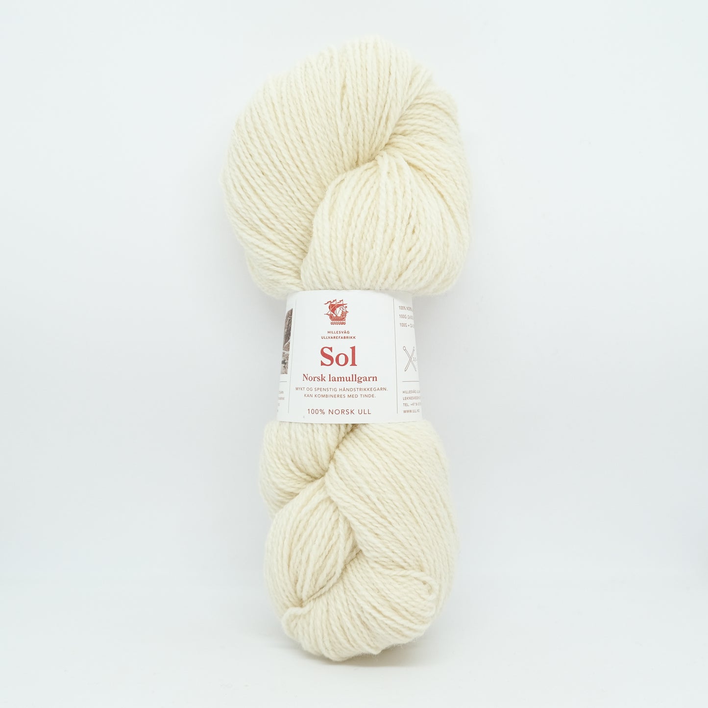 Sol lammeull ubleket hvit 400
