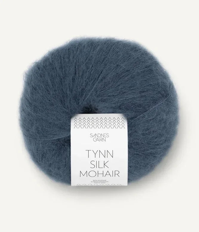 Tynn silk mohair mørk blå 6081 - Strikkedrøm