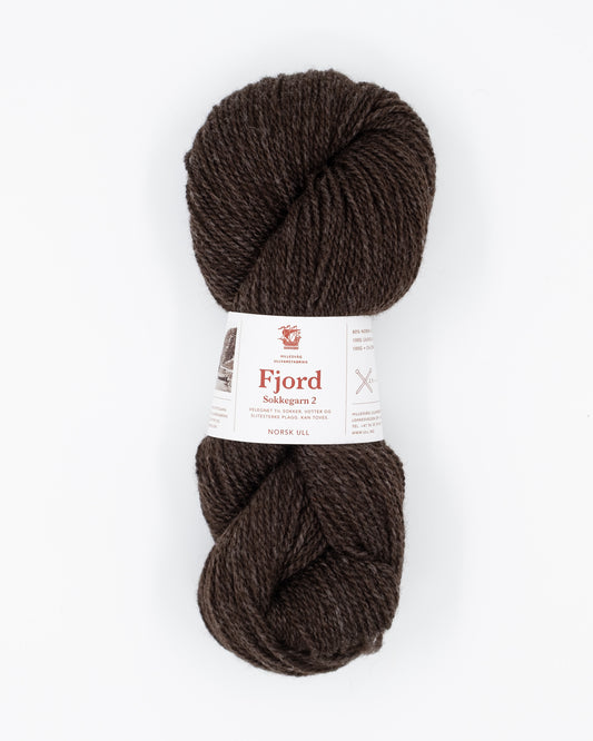 Fjord sokkegarn 586 Melert mørk brun
