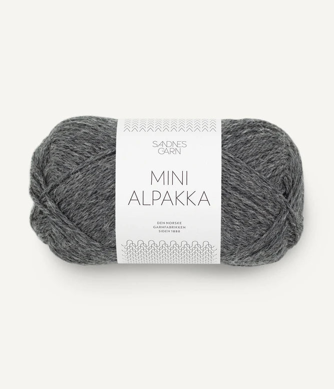 Mini alpakka 1053 mørk gråmelert
