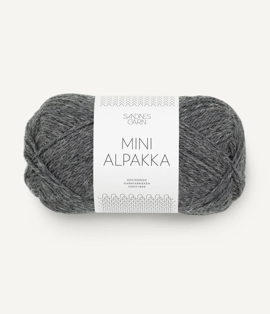 Mini alpakka 1053 mørk gråmelert