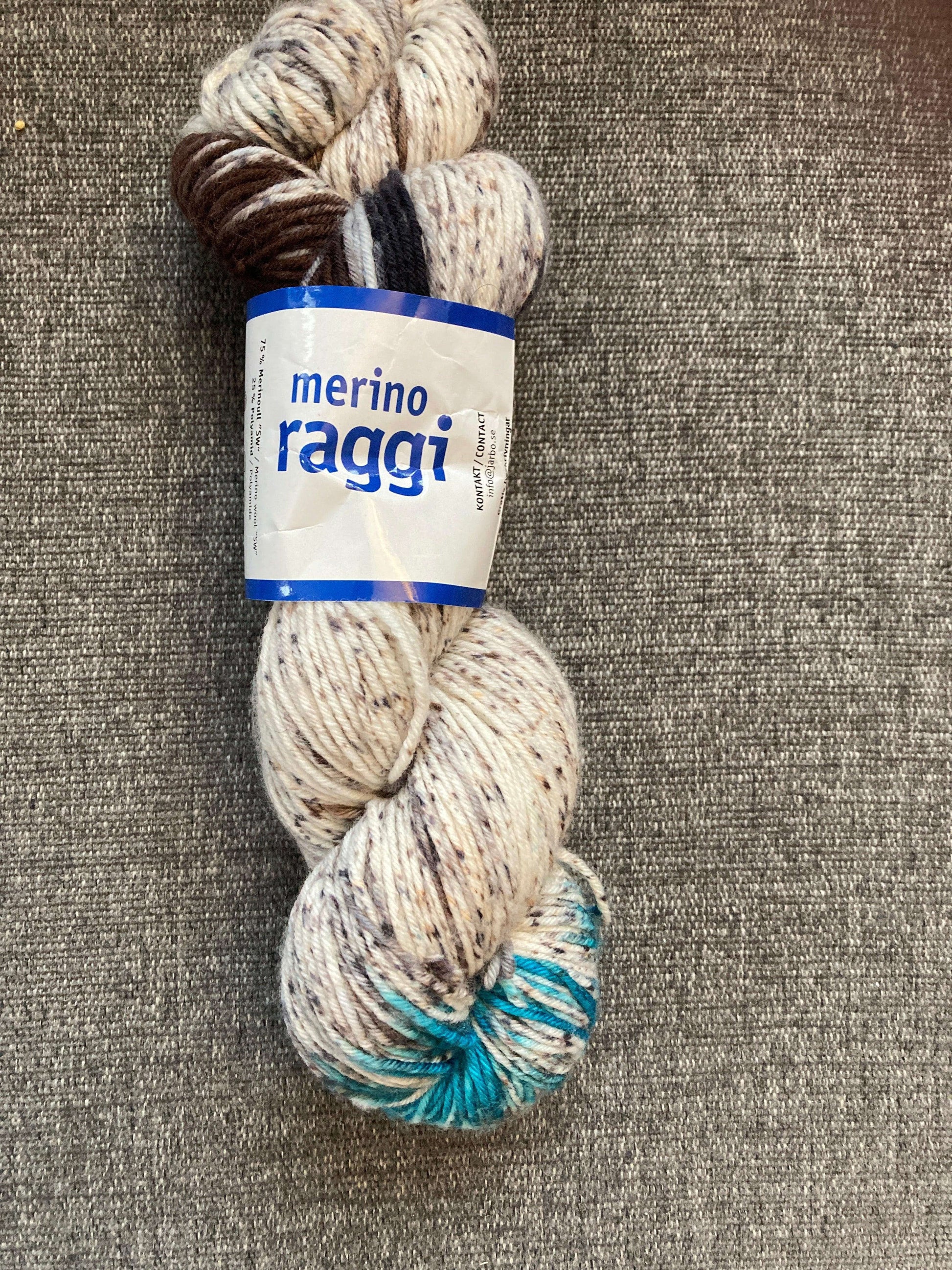 Merinoraggi 75303 svart /aqua - Strikkedrøm