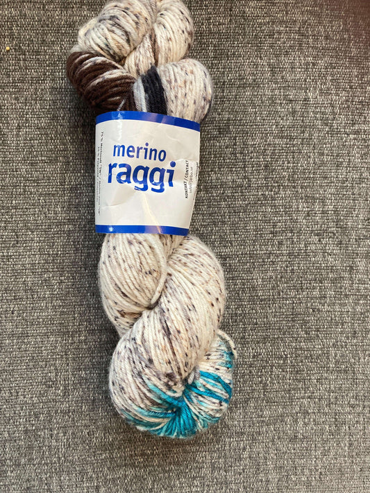 Merinoraggi 75303 svart /aqua - Strikkedrøm