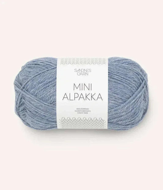 Mini alpakka 6221 lys blåmelert - Strikkedrøm
